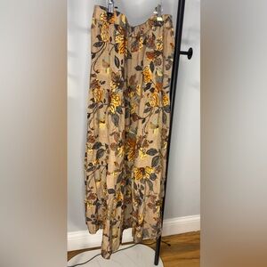 Floral Maxi Skirt with Yellow and Brown Print NWOT